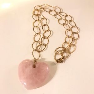 Rose quartz heart necklace